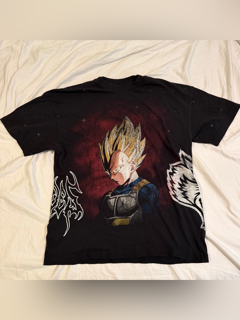 Darc Sport Black Graphic Dragon Ball Z Vegeta Tee with Gold Hair Accent